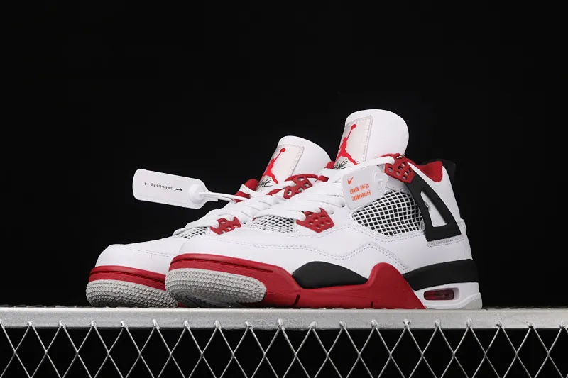 All categories Air Jordan Jordan series basketball shoes Air Jordan 4 new version Air Jordan 4 "Varsity Red" AJ4 Jordan 4 re-engraved first year white black red basketball shoes 308497-110